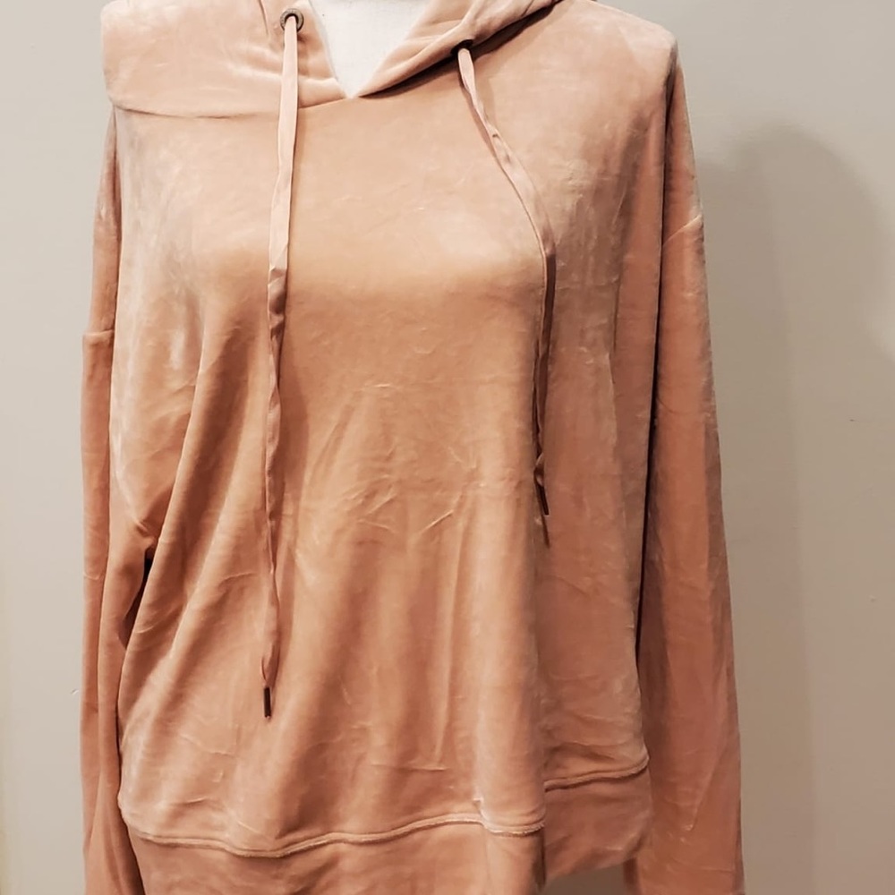 Sanctuary velvet pink hooded shirt